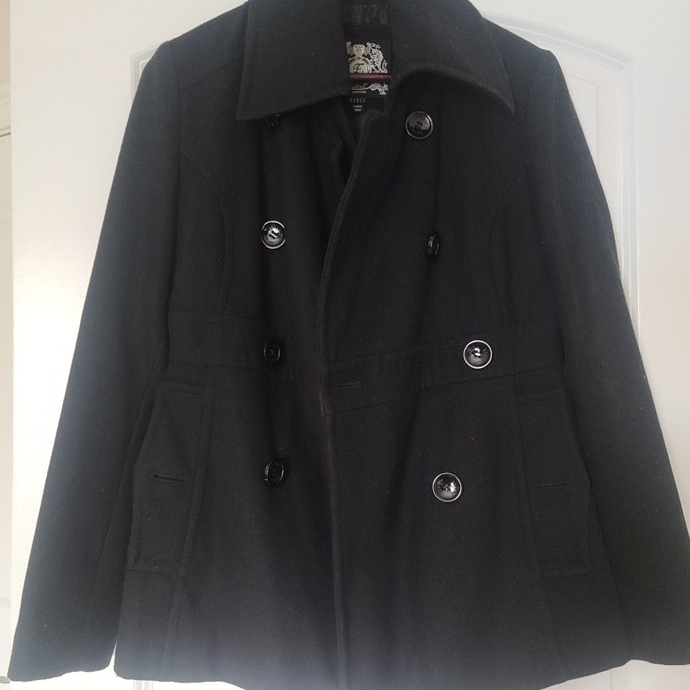 Black Esprit Double-breasted Pea Coat
